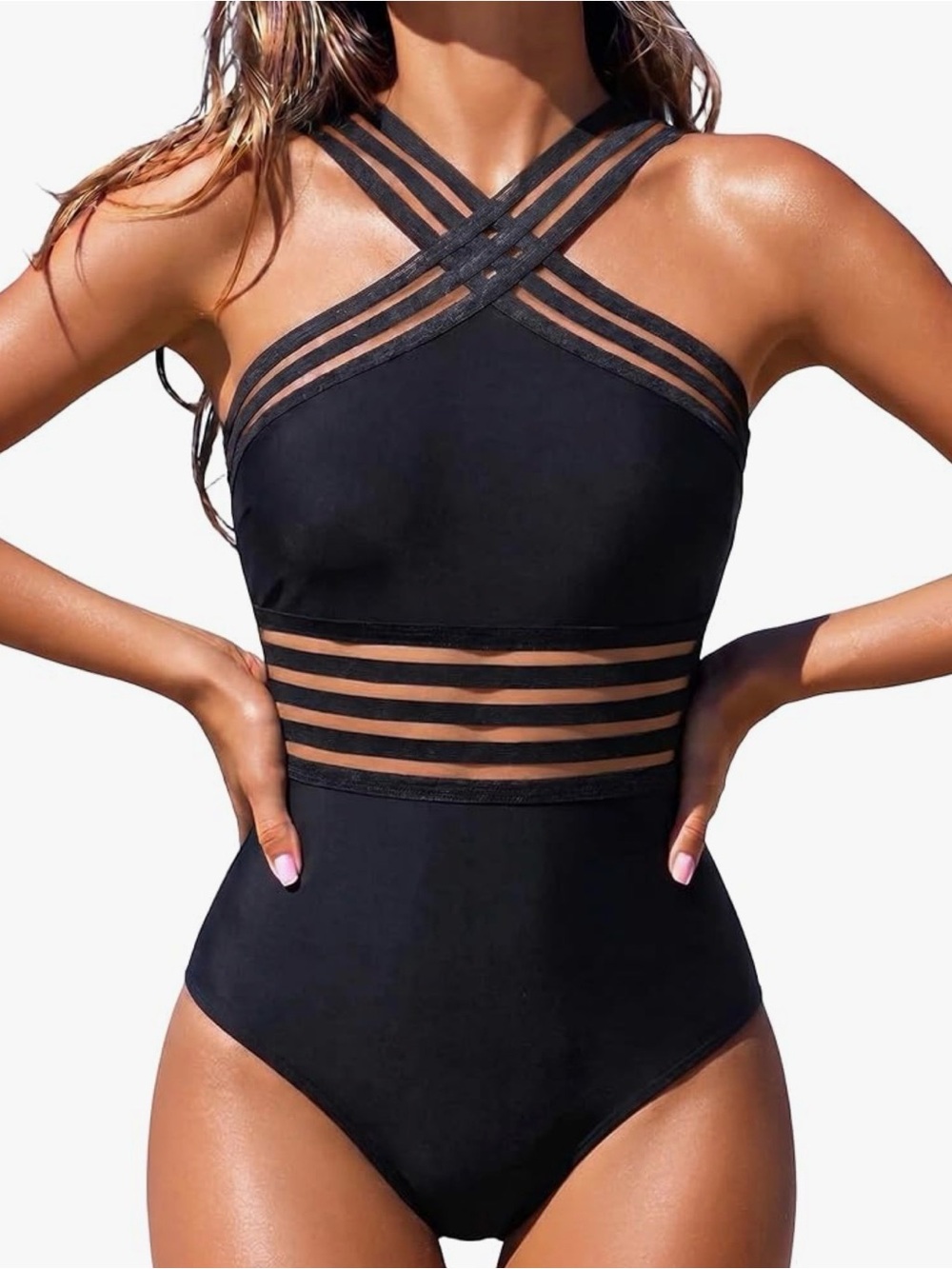 Black Strappy One-Piece Women's Swimsuit